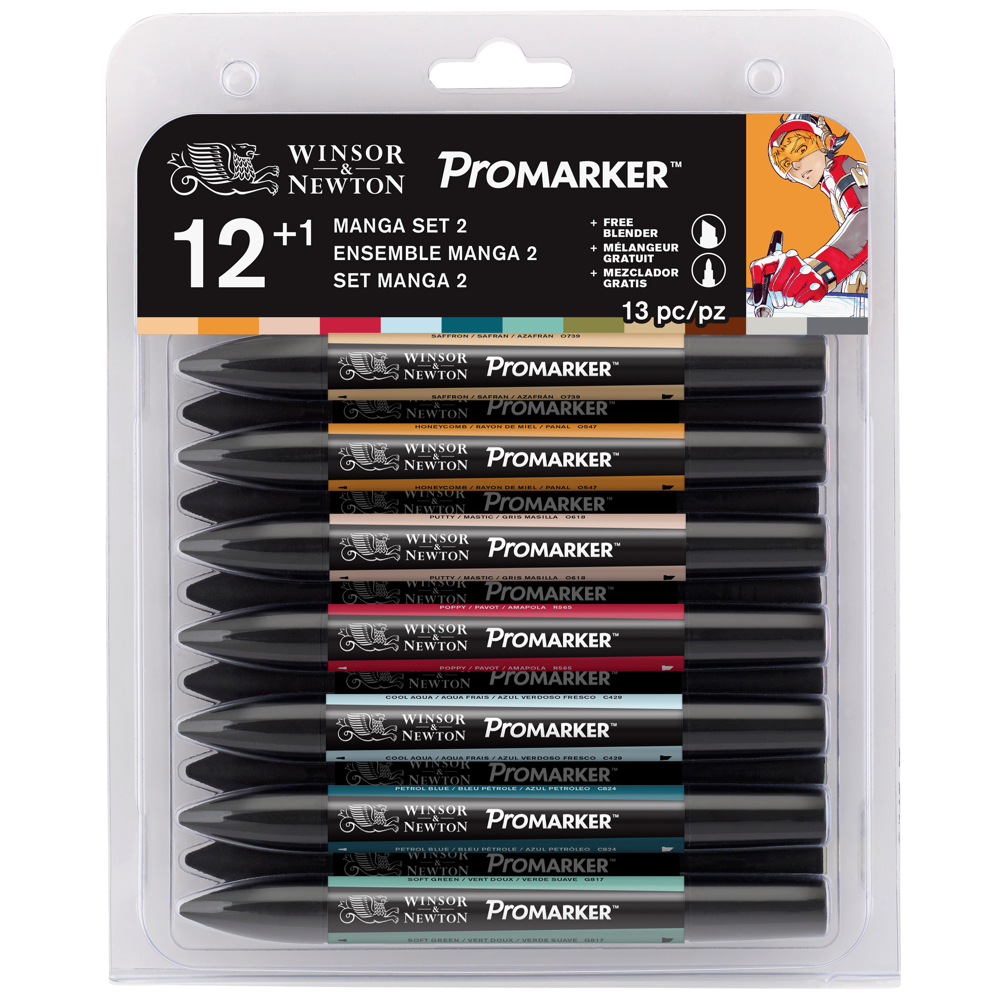 Marcador Promarker Mangá Set 2 12 Cores + Blender Winsor & Newton